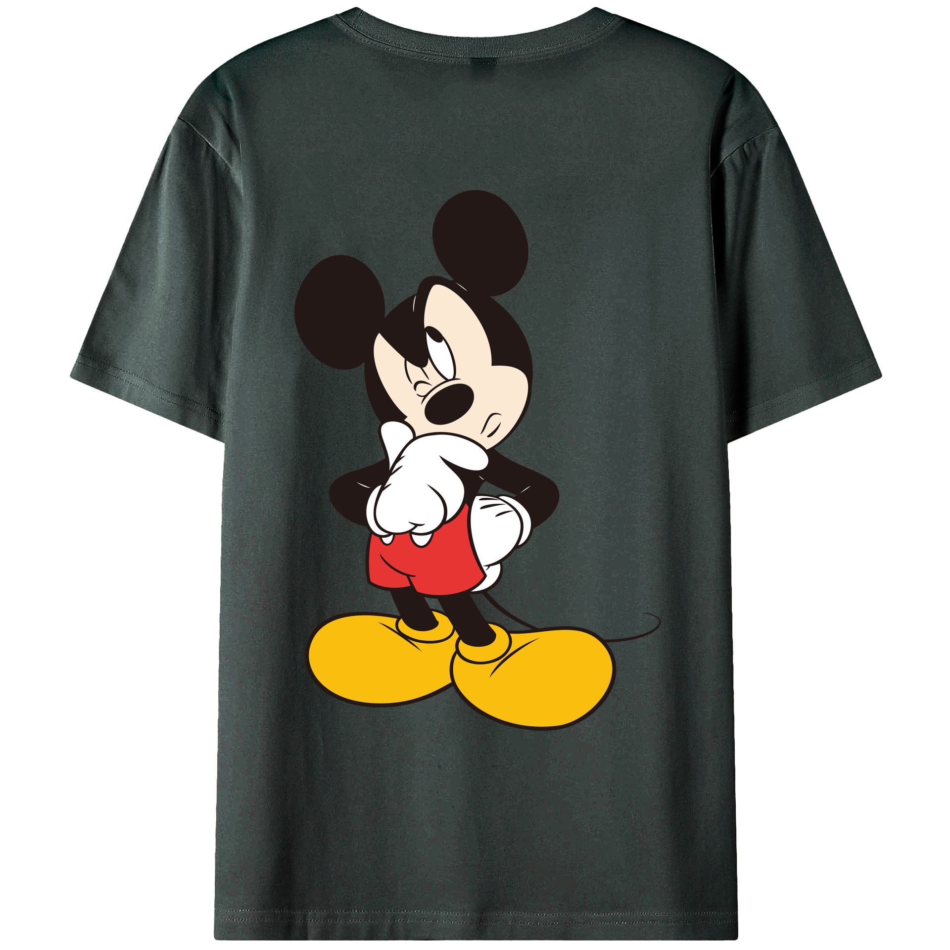 ミッキーマウス Mickey Mouse 綿100％ メンズ半袖Tシャツ（バックプリント） 通気性